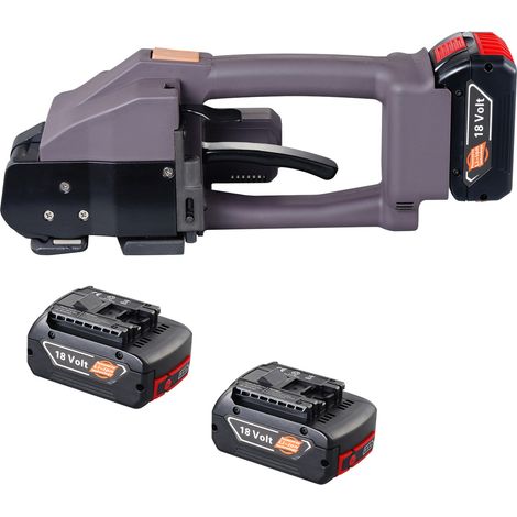 Mophorn Elektrische Umreifungsmaschine von, 0,39"-0,75" PP-PET-Bänder, Digitalanzeige, 2 x 4000 mAh batteriebetriebenes automatisches Umreifungswerkzeug für Verpackungen, Paletten, Kartons