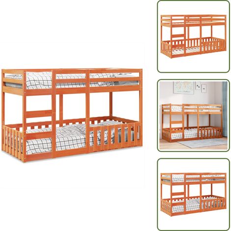 Letto per bambini - vidaXL Letto a Castello Marrone Cera 80x200 cm in Legno di Pino - Letto con scala