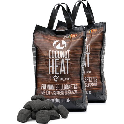 BBQ-Toro Coconut Heat 20 kg Briquetas para barbacoa premium hechas 100% de coco