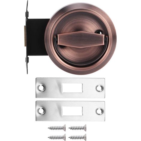 Serratura a scomparsa per porta, serratura per porta in acciaio inox 304, accessori resistenti per serrature di porte da bagno (bronzo rosso (con serratura)).