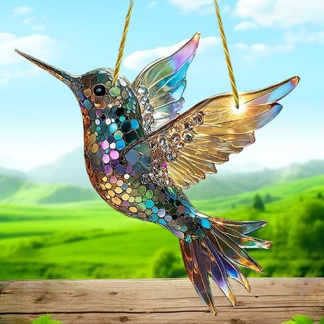 Uccelli fantasma Sherum, acchiappasole a forma di colibrì, acchiappasole a forma di uccello Sheremart, acchiappasole a forma di colibrì da appendere alla finestra, decorazione natalizia a forma di ucc