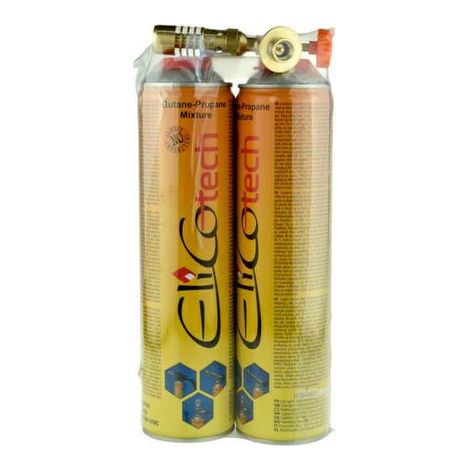 Soplete de gas Elico RK-5003 con 2 cartuchos de gas 600g, alta potencia para soldadura, cocina y bricolaje, llama ajustable y encendido piezoeléctrico.