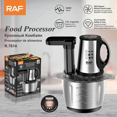 Hachoir à viande aux normes européennes - 3 L - Usage domestique - Coupe-légumes - Fonction pression pour couper/râper/mixer - Robot culinaire - Hachoir à viande multifonction (1/5)