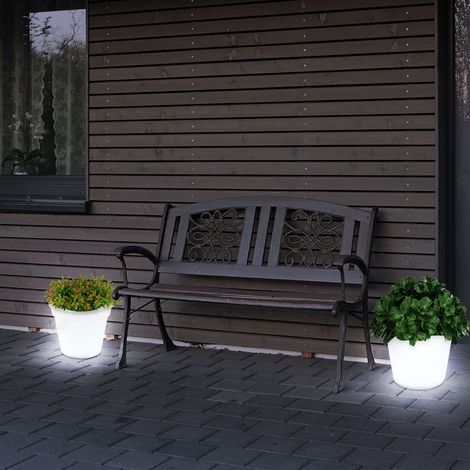 Etc-Shop – Lot de 2 lampes solaires à LED pour pots de fleurs – Éclairage extérieur blanc – Recharge solaire – 4 ampoules LED incluses (1/5)