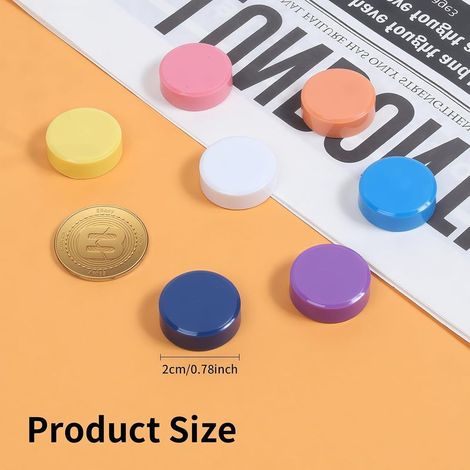 Aimants frigo 20 pièces, puissants, 10 couleurs, mini ronds plats pour tableau, frigo, photos. (1/2)