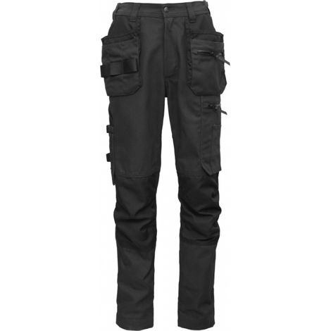 Pantaloni da lavoro resistenti in cotone con inserti elasticizzati, carbonio plus 350g, BoSafety nero 64 (1/4)