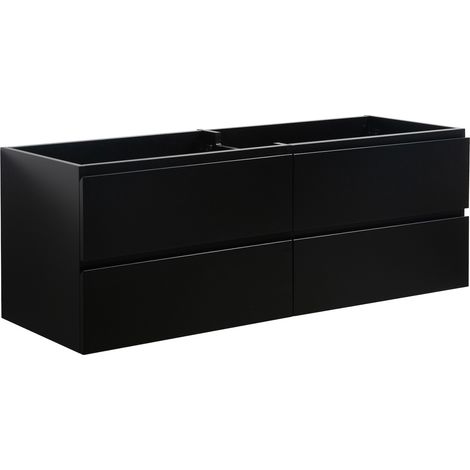 Meuble sous lavabo Angela 140cm - Badplaats - Noir Mat - Armoire