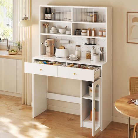 Meuble rangement cuisine 120x45x180 cm avec tiroirs OKMYHOME (1/5)