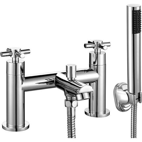 Crox Modern Bath Shower Mixer Tap with Handset Chrome (1/5)