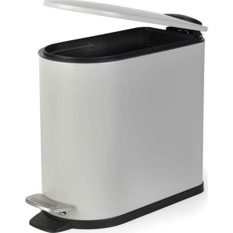 Papelera con pedal Beldray LA036690GRYPEU7 Slimline con forma de D, 5 litros, gris (1/3)
