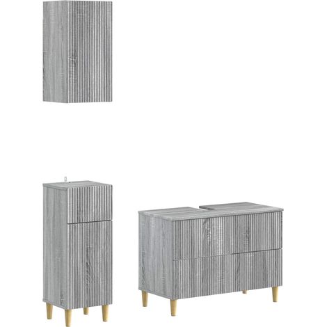 3 Piece Bathroom Cabinet Set ARNHEM Grey Sonoma Engineered Wood vidaXL (1/5)