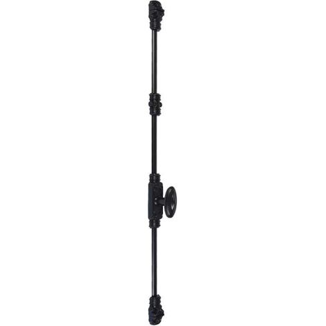 Fausse crémone à bouton rustique décorative N°5 – En fonte grise pour fenêtres bois, PVC, aluminium – Finition noir RAL 9005 – Livrée avec gâches et vis – Fonderie Rollinger