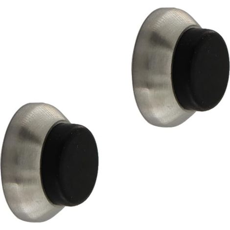 Butoir de porte mural Butoirs de porte en acier inoxydable avec caoutchouc noir Installation par adhésif ou par vis Ø28 x 13 mm (1/4)