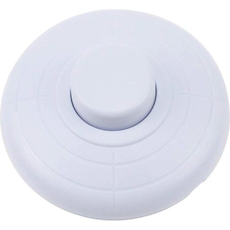 Rundfußschalter Druckschalter 250V/2A Schnurzwischenschalter für 2- oder 3-adrige Kabel für Zuleitungen und Anschlusskabel Fußschalter Fußtretschalter Weiß matt Ø65mm x 28mm (1/5)