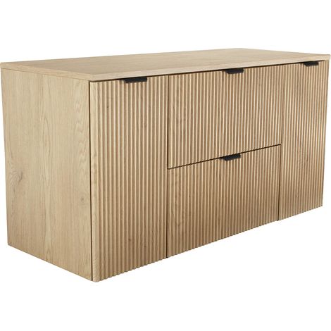 Set di mobili da bagno: con 2 cassetti da 60 cm + 2 ante da 30 cm, piano di lavoro da 100 cm, frontale scanalato, rovere cremona, 120 × 47 × 60 cm (1/5)