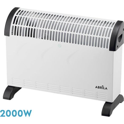 Termoconvettore Fail 2000w Bianco 3 potenze Termostato regolabile, Protezione surriscaldamento, Maniglia e Funzione Turbo 39x53x