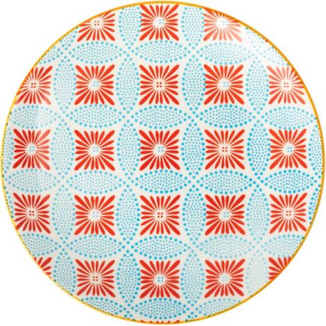 Mikasa blue mosaic stoneware side plate, patterned 18cm plate for starters, side dishes, desserts and snacks, multi-purpose decorative dinnerware