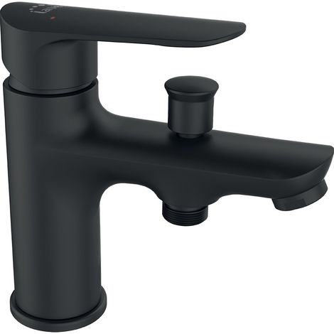 Robinet de baignoire sur pied noir monotrou – Finition noire – Cartouche céramique 35 mm – Installation facile pour salle de bain