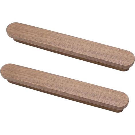 2 pièces Poignées de meuble en bois de noyer - Poignées de tiroir en bois naturel classique, poignées décoratives antiques pour meubles, cuisine, commode, garde-robe, porte, bureau (distance 160mm) (1/5)