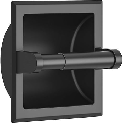 Portarotolo di carta igienica integrato, resistente, in acciaio inossidabile, design a parete, salvaspazio in bagno, fornito con staffa di montaggio, inserto dispenser di carta igienica a parete, nero (1/5)