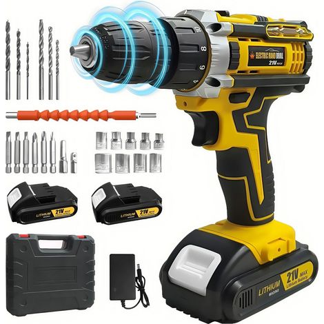 Perceuse-visseuse à percussion sans fil, kit complet avec batterie lithium et accessoires pour bricolage (1/5)