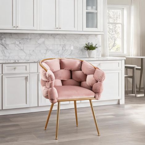 Fauteuil coloris rose en métal 70 x 59 x 75 cm (1/5)