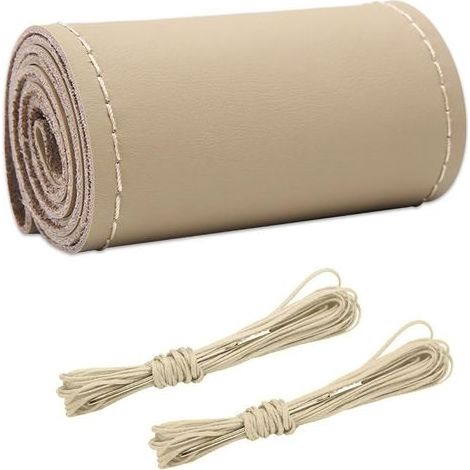 Lenkradbezug – Echtleder – Maximaler Durchmesser 38 cm – Selbstnähbefestigung – Perforiert und atmungsaktiv – Rutschfeste Innenseite – 1 Stück (1/5)