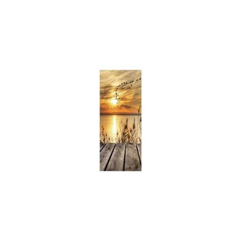 Sticker Porte Trompe l'oeil Effect Papier peint 3D pour porte intérieure bureau chambre à coucher salon salle de bain roseau 77x200-Crezuo