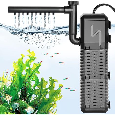 Filtre Aquarium Réglable 800L/H Pompe Aquarium, Ultra-Silencieux Filtre Intérieur Aquarium Convient aux Aquariums Jusqu'à 250L (9W) (1/5)