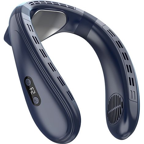 Ventilateur de cou portable USB mini grande capacité, sans pales, avec affichage numérique, semi-conducteurs et réfrigération intégrée, 5200 mAh.