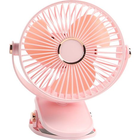 Ventilateur de bureau à pince (rose) 15 cm – Ventilateur de bureau portable rechargeable par USB pour dortoirs et bureaux – Ventilateur électrique silencieux (1/3)