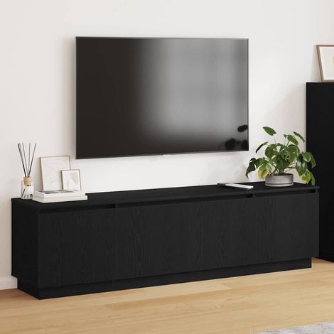 TV cabinet with LED Black oak 180 x 38 x 49 cm Engineered Wood vidaXL (1/5)