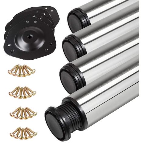 4er Set Tischbeine Ø 60 mm Höhe 1100 mm echt Edelstahl mit Anti-Fingerprint-Beschichtung höhenverstellbar