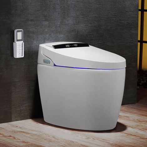 Japanische Toilette Monobloc bodenstehend - WC intelligent wassersparend, Sitz beheizt, Spülung automatisch, Düse selbstreinigend, Design minimalistisch