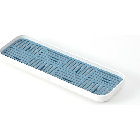 Abtropfschale für die Küche, Geschirrabtropfschale, Flaschenschale, Abtropfschale, Schwammhalter, blauer Küchenspülen-Organizer S