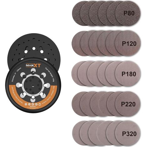 Plateau de Ponçage DA 150mm à Fixation Auto-Accrochante + 30 Abrasifs  Pad Orbital Double Action  Bord Ultra-fin (1/5)