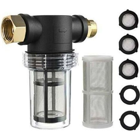 Garden hose filter for high-pressure cleaner water inlet, inline filter for additional sediment screen (3/4" interface) (1/5)