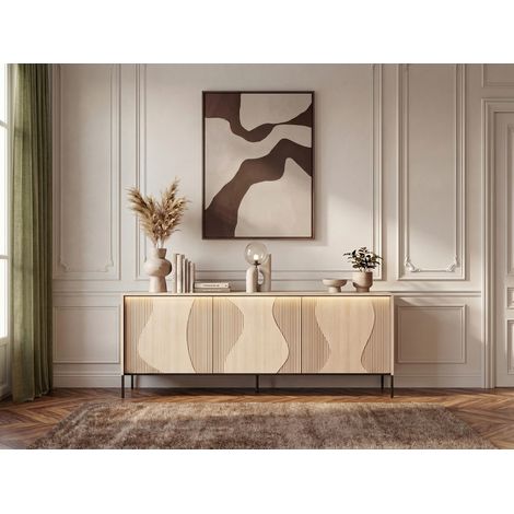 BOBOCHIC - Buffet 3 portes FLORE effet chêne avec LEDS