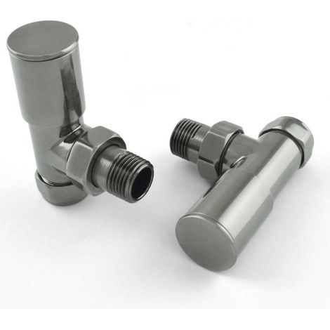 West Milan Angled Radiator Valves Pair - Black Nickel (1/3)
