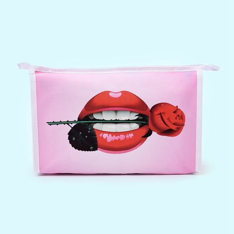 Grand sac de rangement étanche pour maquillage d'extérieur avec un motif imprimé (rose) (1/5)