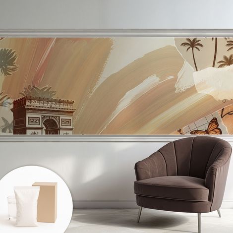 Papier peint intissé décoratif avec colle pour salon chambre et bureau Installation rapide Voyage exotique 250x104 cm (1/5)