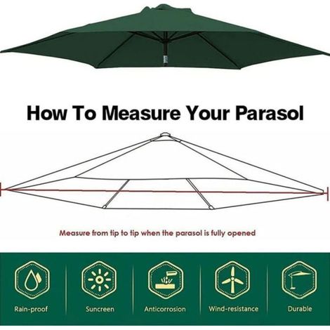 Toile de rechange pour parasol - 3 m - Protection UV - Gris - 8 brins - Compatible avec parasols déportés (1/5)