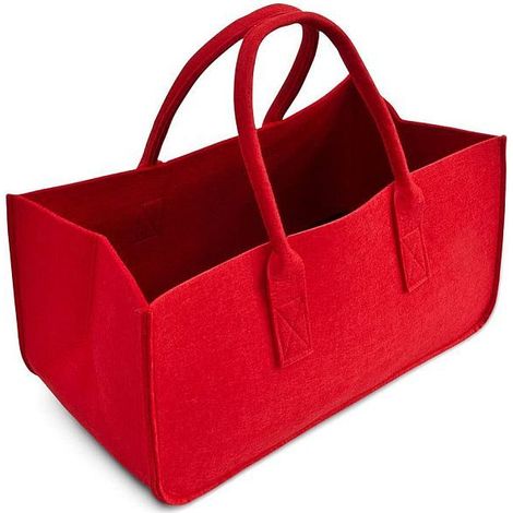 Sac à bois en feutre rouge