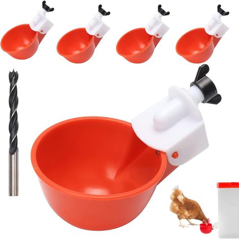 5 Pièces Abreuvoir Automatique Pour Poules, Mangeoire Distributeur D'eau Avec Perceuse Spéciale, Compatible Canards, Oies, Dindes, Colombes (1/5)