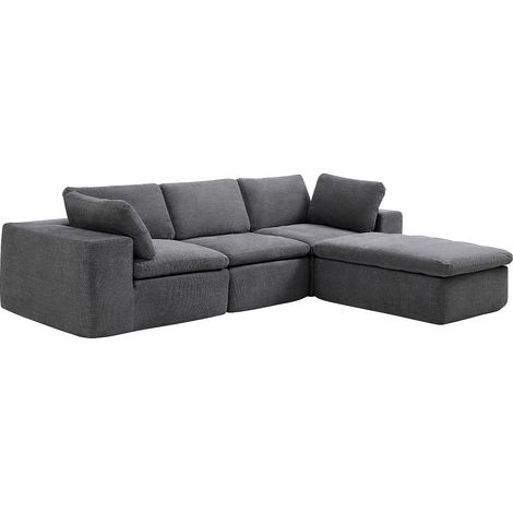 Divano angolare modulabile in tessuto grigio antracite - CORTOLINE