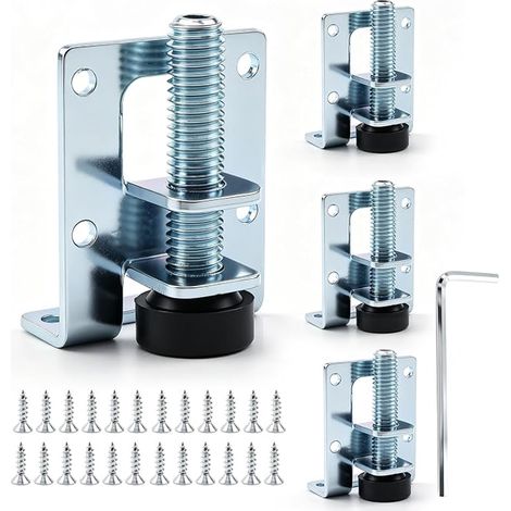 Height Adjustable Leveling Feet 55mm Height Adjustable Furniture Legs Furniture Feet Metal Cabinet Legs for Cabinets Workbench Shelf Legs Table Legs Shelf Feet (1/4)