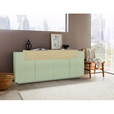 Buffet/bahut moderne 200 cm vert sauge/chêne Corso (1/5)