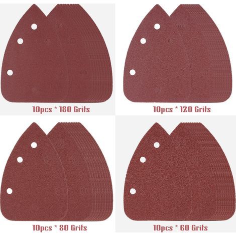Kit de papier de verre de précision pour souris, 140 x 100 mm, 6 trous, 40 pièces (1/5)