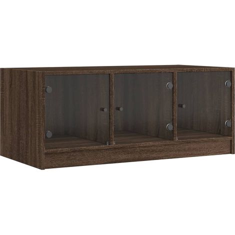 Maison Exclusive - Couchtisch mit Glastüren Braun Eichen-Optik 10
