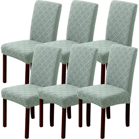 Housses de chaise extensibles Salvia Vert Lot de 6 pour chaises de salle à manger (1/5)